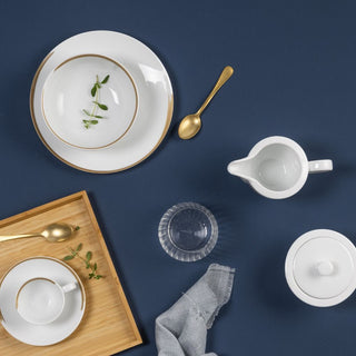 Weissestal 18-teiliges Vintage Gold Shiro Weihnachtsgeschirr-Set aus Porzellan