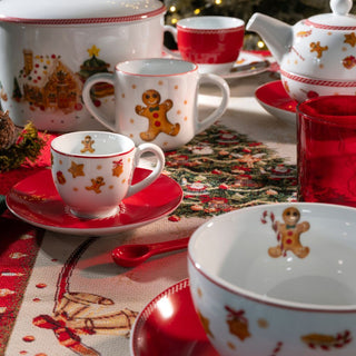 Weissestal Set 2 Tazzine da Caffè Natalizie con Piattino in Porcellana