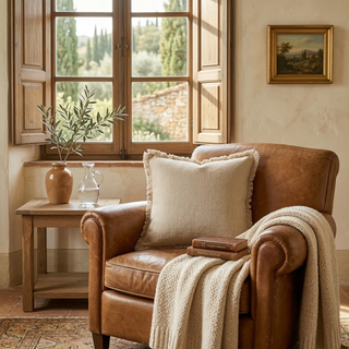L'Oca Nera Cuscino Sfrangiato 50x50 cm Beige