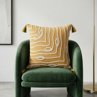 L'Oca Nera Cuscino con Applicazioni 45x45 cm Giallo