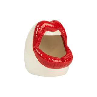 Fisura Aschenbecher aus Keramik mit rotem Mund, handbemalt