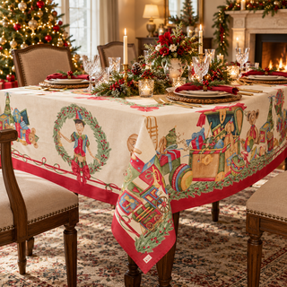 Nuvole di Stoffa Tovaglia Natalizia Vintage Toys 160x260 cm in Cotone