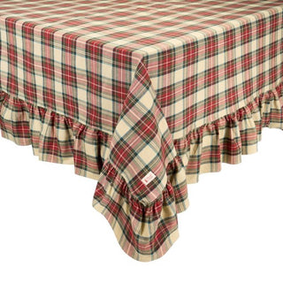 Nuvole di Stoffa Tovaglia Natalizia con Balza Vintage Tartan 200x360 cm in Cotone