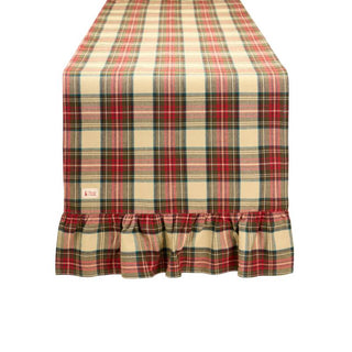 Nuvole di Stoffa Runner Natalizio Vintage Tartan con Balza 50x180 cm