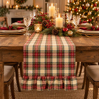 Nuvole di Stoffa Runner Natalizio Vintage Tartan con Balza 50x180 cm