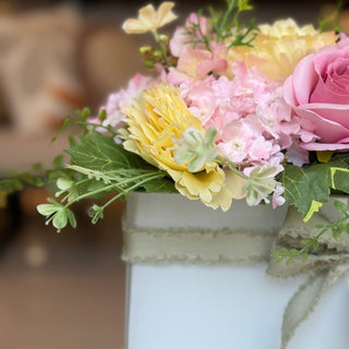 Fiori Di Lena Centerpiece with Roses, Hydrangeas and Candle