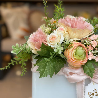 Fiori Di Lena Centerpiece with Roses, Hydrangeas and Candle