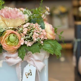 Fiori Di Lena Centerpiece with Roses, Hydrangeas and Candle