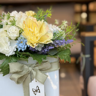 Fiori Di Lena Centerpiece with Roses, Hydrangeas and Candle