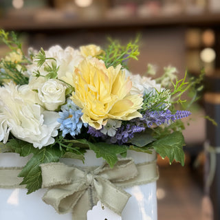 Fiori Di Lena Centerpiece with Roses, Hydrangeas and Candle