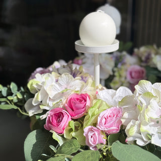 Fiori Di Lena Centrotavola Pasquale con Peonie, Uova e Ortensie Rosa D60