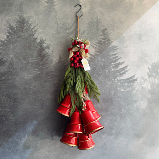 Fiori Di Lena Fuoriporta con Campanacci e Decori Natalizi H60