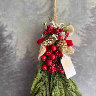 Fiori Di Lena Fuoriporta con Campanacci e Decori Natalizi H60