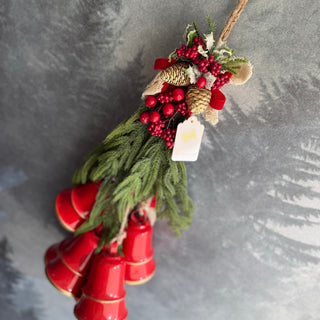 Fiori Di Lena Fuoriporta con Campanacci e Decori Natalizi H60