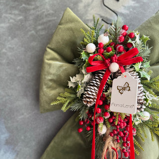 Fiori Di Lena Fiocco in Velluto Salvia con Campanacci H55