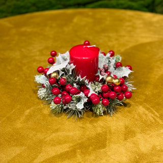 Fiori di Lena Candle Holder with Candle, Pine and Berries D16 cm