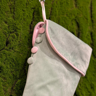 Mint Green and Pink Velvet Stocking with Frill H50 cm