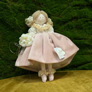 Muñeca Sara's Idea con vestido de terciopelo rosa Alt. 20 cm