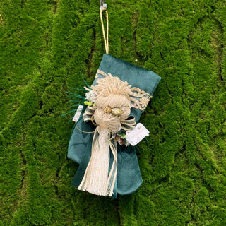 Lena Flowers Green Velvet Stocking with Doll H20 cm