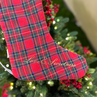 Scottish Fabric Stocking with "Love &amp; Sweetness" Flounce H48 cm
