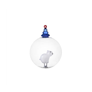 Bola de Navidad Ichendorf Milano con forma de oso y árbol de cristal de borosilicato azul