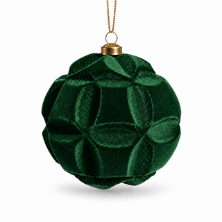 Xone Set 24 Palline Velvet D10 cm in Velluto Verde Bosco