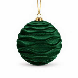 Xone Set 24 Palline Velvet D10 cm in Velluto Verde Bosco
