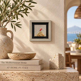 Alleria Quadro Artigianale Vesuvio Contemporaneo 14X14 cm Grigio Gambetta