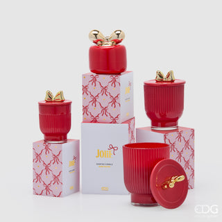 EDG Enzo De Gasperi Candela Rossa Jolie con Profumo Frutti di bosco con Vaso D9 cm