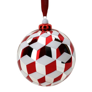 Hervit Palla di Natale Cubes in Vetro Boreale D10 cm Rossa