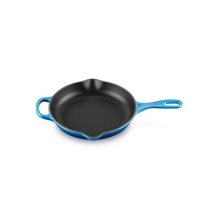 Le Creuset Evolution Double Spout Frying Pan in Vitrified Cast Iron D23 cm Azure Blue