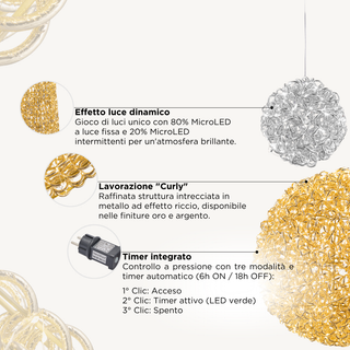 EDG Enzo De Gasperi Decoro Curly Sfera con Microled D30 cm