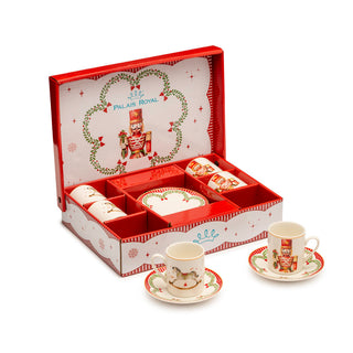 Lamart Nussknacker-Kaffeetassen, 100 cc, mit Keramik-Untertasse, 6 Stück