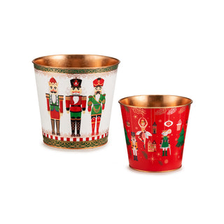 Lamart Set 2 Vasetti Natalizi Schiaccianoci in Metallo