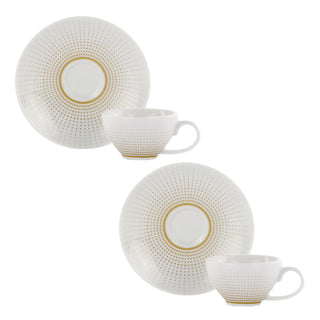 Weissestal Set 2 Tazzine con Piattino Vintage Gold in Porcellana