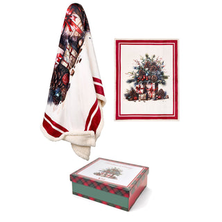 Plaid Fabric Clouds with Christmas Box 130x160 cm Gifts