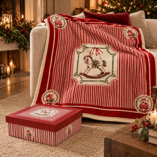 Nuvole di Stoffa Magic Noel Plaid con Gift Box 130x160 cm Rosso