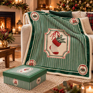 Nuvole di Stoffa Magic Noel Plaid con Gift Box 130x160 cm Verde