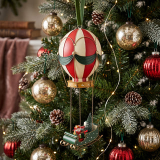 Andrea Bizzotto Noelle Heißluftballon-Dekoration mit Schlitten und Geschenken, H 12,5 cm