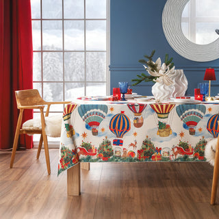 L'Oca Nera Tovaglia Natalizia Mongolfiere Antimacchia 155x230 cm