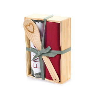 Nuvole di Stoffa Christmas is Coming Set 2 Strofinacci con Mestolo in Legno Rosso Bianco e Verde