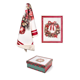 Plaid Stoff Wolken mit Box Weihnachten 130x160 cm Girlande