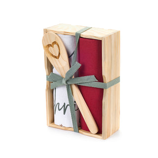 Nuvole di Stoffa Christmas is Coming Set 2 Strofinacci con Mestolo in Legno Rosso e Bianco