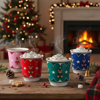 Bialetti Set 4 Bicchierini Natalizi in Porcellana