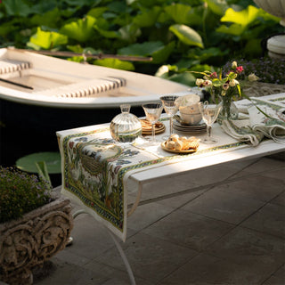 Tessitura Toscana Telerie Runner Bunny Garden 50x170 cm in Lino