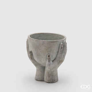 EDG Enzo De Gasperi Vaso Cemento Mani con Ciotola H20 cm