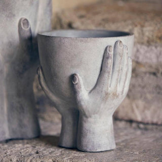 EDG Enzo De Gasperi Vaso Cemento Mani con Ciotola H20 cm
