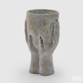 EDG Enzo De Gasperi Vaso Cemento Mani con Ciotola H34 cm