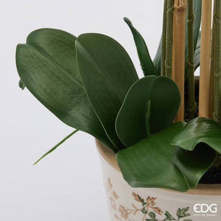 EDG Enzo De Gasperi Orchidea Phalaenopsis x8 con Bocciolo e Vaso H90 cm Verde