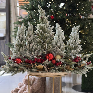 Fiori Di Lena Centrotavola con Paesaggio Natalizio e 5 Alberi